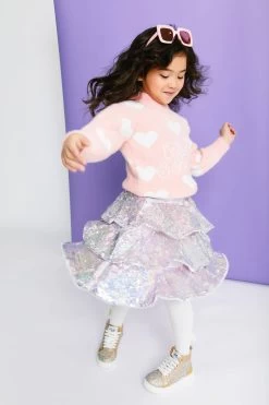 Sparkle Tiered Mini Skirt -Lola + The Boys 3 layers shimmering silver sequin skirt lola the boys 29466146570342