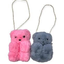 Fuzzy Bear Purse -Lola + The Boys accessories fuzzy bear purse lola the boys 28573509288038