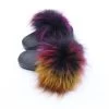 Rainbow Faux Fur Slides -Lola + The Boys accessories rainbow fox fur slides lola the boys 7202894938160
