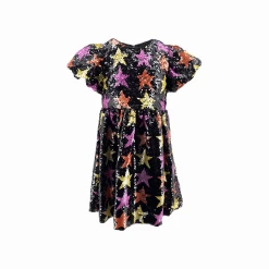 Black Sequin Winter Stars Dress -Lola + The Boys black sequin winter stars dress lola the boys 29450580623462