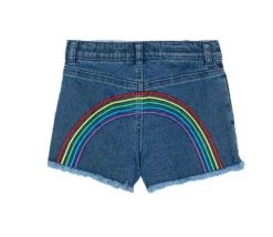 Embroidered Rainbow Denim Shorts -Lola + The Boys bottoms embroidered rainbow denim shorts lola the boys 28654947631206