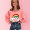 Embroidered Rainbow Denim Shorts 1 Embroidered Rainbow Denim Shorts -Lola + The Boys bottoms embroidered rainbow denim shorts lola the boys 29129571303526