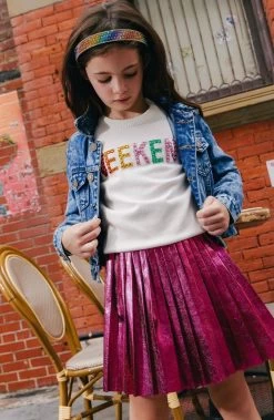 Foil Pleated Skirt -Lola + The Boys bottoms foil pleated skirt lola the boys 29668956569702