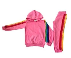 Bright Pink Rainbow Sequin Tracksuit -Lola + The Boys bright pink rainbow sequin tracksuit lola the boys 28946082562150