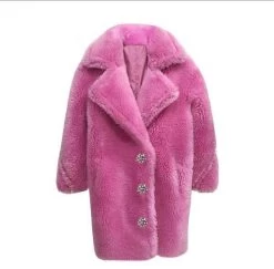 Hot Pink Crystal Teddy Coat -Lola + The Boys coat hot pink crystal teddy coat lola the boys 28194823143526
