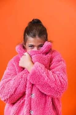 Hot Pink Crystal Teddy Coat