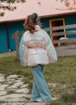 Mermaid Sleeve Puffer Coat -Lola + The Boys coat mermaid sleeve puffer coat lola the boys 28236861177958