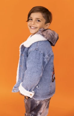 Denim Snake Sherpa Jacket -Lola + The Boys denim denim snake sherpa jacket lola the boys 28432912711782