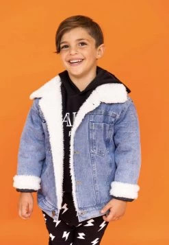 Denim Snake Sherpa Jacket -Lola + The Boys denim denim snake sherpa jacket lola the boys 28435162169446