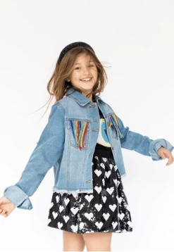 Womens Crystal Rainbow Tassel Denim -Lola + The Boys denim womens crystal rainbow tassel denim lola the boys 29500381233254