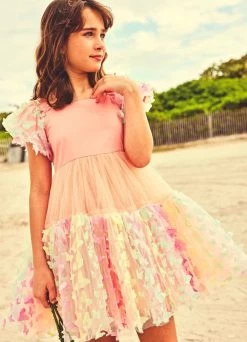 3D Butterfly Puffy Sleeve Dress -Lola + The Boys dress 3d butterfly puffy sleeve dress lola the boys 28710077956198