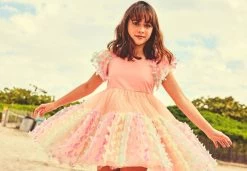 3D Butterfly Puffy Sleeve Dress -Lola + The Boys dress 3d butterfly puffy sleeve dress lola the boys 28710077988966