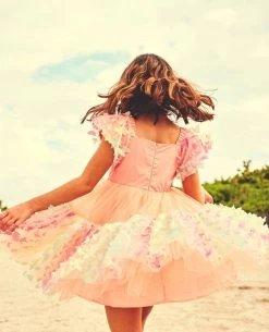 3D Butterfly Puffy Sleeve Dress -Lola + The Boys dress 3d butterfly puffy sleeve dress lola the boys 28710078054502