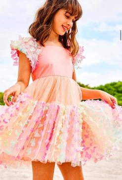 Lola + The Boys 27 3D Butterfly Puffy Sleeve Dress