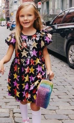 Black Sequin Winter Stars Dress -Lola + The Boys dress black sequin winter stars dress lola the boys 29668865540198