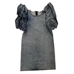 Denim Ruffle Dress -Lola + The Boys dress denim ruffle dress lola the boys 28194743156838