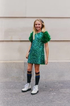Jade Feather Party Dress -Lola + The Boys dress jade feather party dress lola the boys 29649664016486