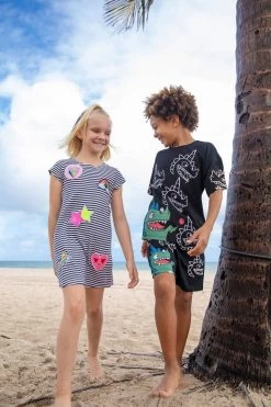 Mod Patch Stripe T Shirt Dress -Lola + The Boys dress mod patch stripe t shirt dress lola the boys 28708518658150