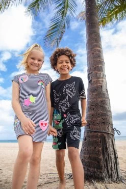 Mod Patch Stripe T Shirt Dress -Lola + The Boys dress mod patch stripe t shirt dress lola the boys 28708519149670