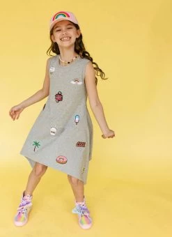 Patch T-Shirt Dress -Lola + The Boys dress patch t shirt dress lola the boys 28837666914406