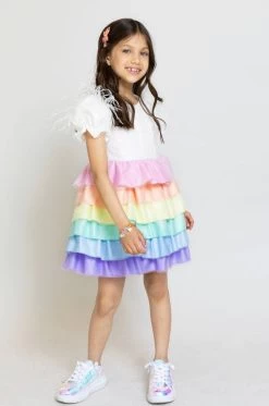 Satin Rainbow Dream Dress -Lola + The Boys dress satin rainbow dream dress lola the boys 28877165133926