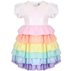 Satin Rainbow Dream Dress -Lola + The Boys dress satin rainbow dream dress lola the boys 29619354173542