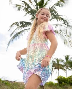 Sequin Ombre Dress -Lola + The Boys dress sequin ombre puff sleeve dress lola the boys 28669166911590