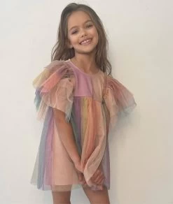 Sunset Rainbow Tulle Dress -Lola + The Boys dress sunset rainbow tulle dress preorder ships 8 15 lola the boys 28217697206374