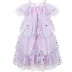 Foil Hearts Tulle Dress -Lola + The Boys dresses foil hearts tulle dress lola the boys 29619257344102