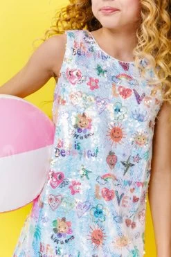 Happy Doodle Sequin Dress -Lola + The Boys dresses happy doodle sequin dress lola the boys 29543025737830