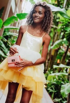 Paillette Ombre Sunshine High Low Dress -Lola + The Boys dresses paillette ombre sunshine high low dress lola the boys 29398344073318