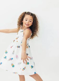 Rainbow Ice Cream Cones Gems Dress -Lola + The Boys dresses rainbow ice cream cones gems dress lola the boys 29500683616358