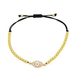 Evil Eye Gold Beaded Bracelet