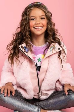 Faux Fur Patch Moto Pink -Lola + The Boys faux fur patch moto pink lola the boys 29077408481382