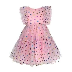 Foil Rainbow Hearts Tulle Dress -Lola + The Boys foil rainbow hearts tulle dress lola the boys 28933208014950