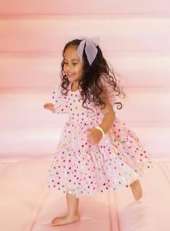 Foil Rainbow Hearts Tulle Dress -Lola + The Boys foil rainbow hearts tulle dress lola the boys 29502068359270