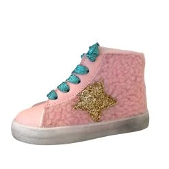 Baby Pink Sherpa High Tops -Lola + The Boys footwear baby pink sherpa high tops lola the boys 28592663330918