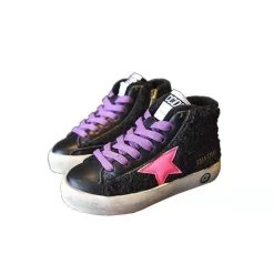 Pink & Black High Top Sherpa Sneaker -Lola + The Boys footwear pink black high top sherpa sneaker lola the boys 28454219284582
