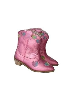 Pink Iridescent Heart Cowgirl Boots -Lola + The Boys footwear pink iridescent heart cowgirl boots lola the boys 29637347213414