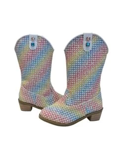 Rainbow Sparkle Cowgirl Boots -Lola + The Boys footwear rainbow sparkle cowgirl boots lola the boys 29621556740198