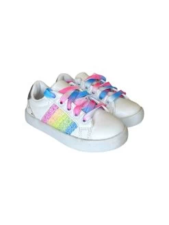 Rainbow Striped Sneakers -Lola + The Boys footwear rainbow striped sneakers lola the boys 29657654067302