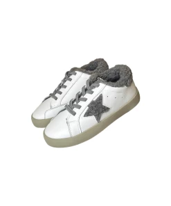 Sherpa Grey Star Sneakers -Lola + The Boys footwear sherpa grey star sneakers lola the boys 29641087451238