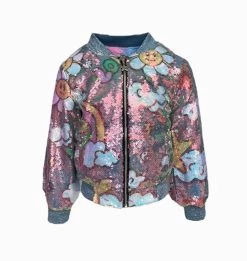 Happy Daisy Rainbow Sequin Bomber -Lola + The Boys happy daisy rainbow sequin bomber lola the boys 29633204584550