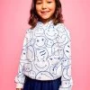 Happy Doodle Plush Lined Hoodie -Lola + The Boys happy doodle plush lined hoodie lola the boys 29068365889638