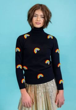 Happy Rainbow Turtleneck 11 Happy Rainbow Turtleneck -Lola + The Boys happy rainbow turtleneck lola the boys 29358018789478