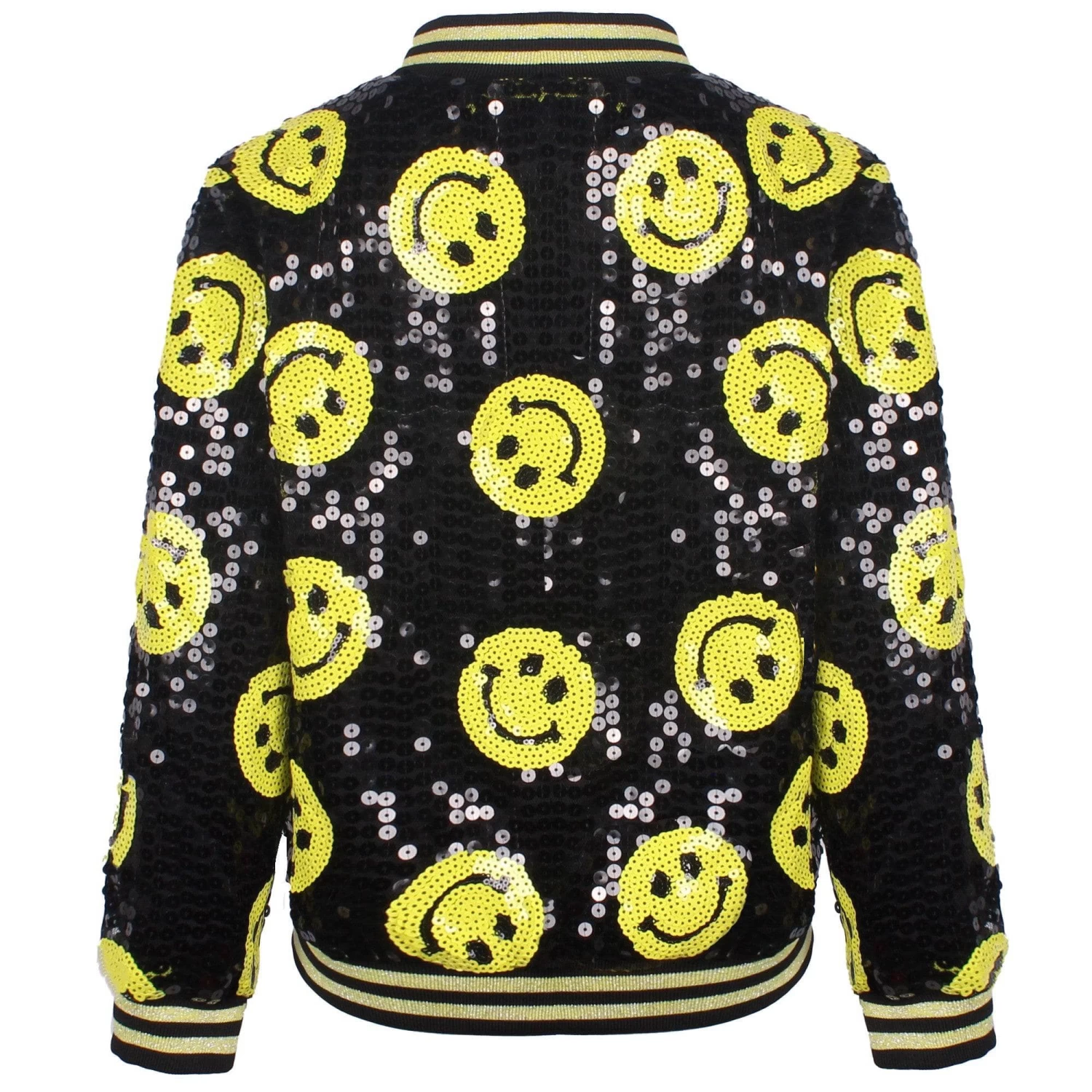 Don't Worry Be Happy Black Sequin Bomber 5 Don't Worry Be Happy Black Sequin Bomber - Image 3