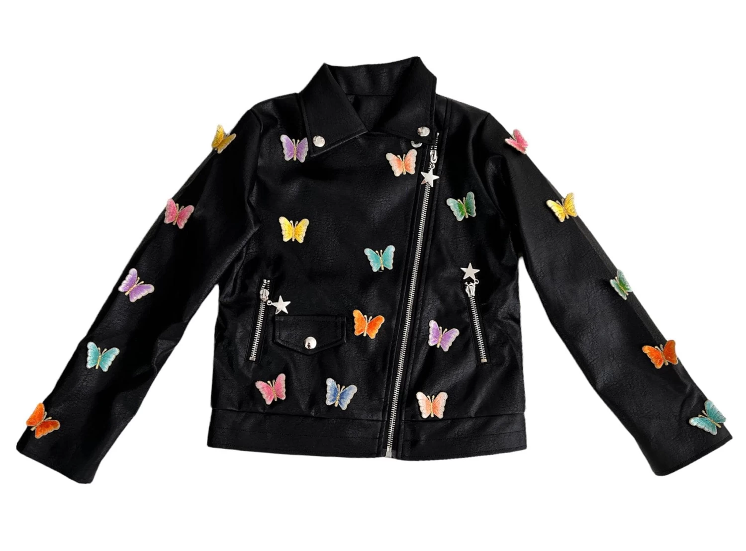 3D Butterfly Vegan Moto Jacket 4 3D Butterfly Vegan Moto Jacket - Image 2