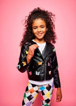 Lola + The Boys 31 3D Butterfly Vegan Moto Jacket