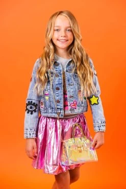 All About The Patch Crop Denim Jacket -Lola + The Boys jackets bombers all about the patch crop denim jacket lola the boys 28325976572006