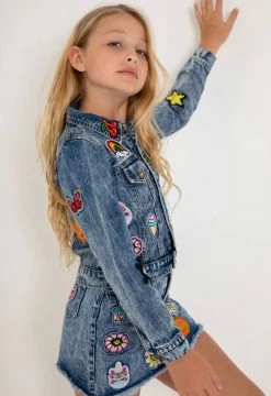 All About The Patch Crop Denim Jacket -Lola + The Boys jackets bombers all about the patch crop denim jacket lola the boys 28787472269414